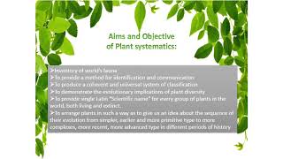 Introduction to Plant Systematics (Lecture No.  1)