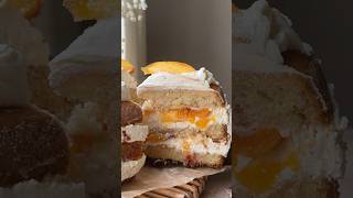 Peaches and Cream Cake! #cake #peaches #mascarpone