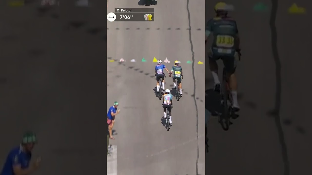 Mads Pedersen, Jasper Philipsen and Biniam Grimay embrace after an entertaining intermediate sprint!