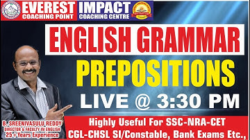 PREPOSITIONS -1 | LIVE @ 3:30 PM| BY B SREENIVASULU REDDY SIR