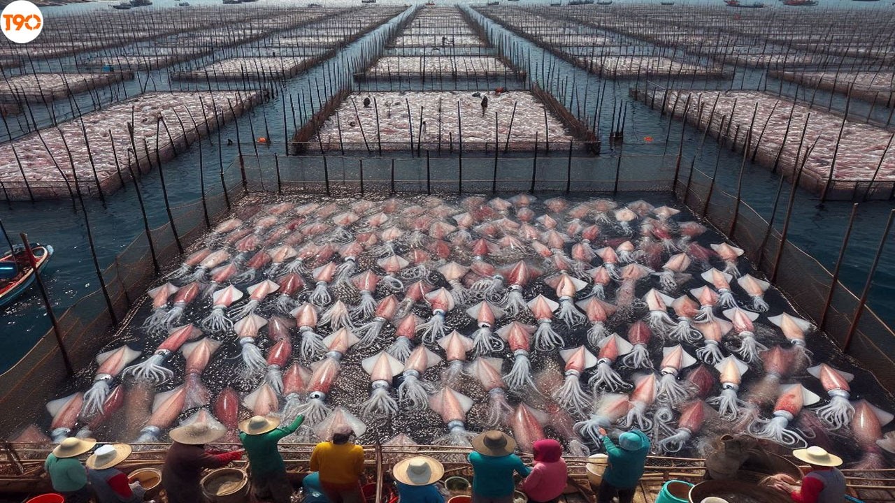 Trang Trại Mực Khổng Lồ! Hàng Triệu Con Mực Được Ngư Dân Việt Nam Nuôi Như Thế Nào?