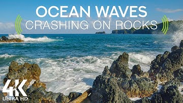 8 HOURS Relaxing Sound of Ocean Waves Crashing on Rocks - Scenic Ocean Views of Maui Island