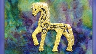 how to embroider a goldwork grecian horse