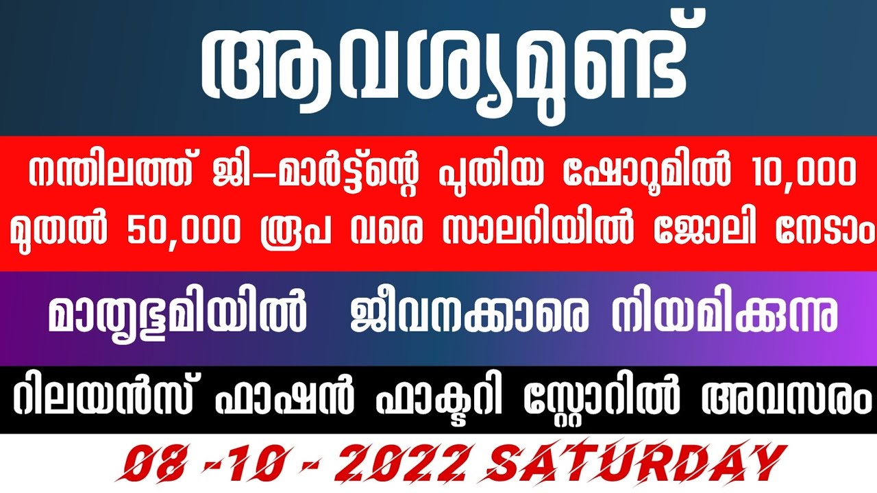 Kerala Job vacancy/latest job vacancy in kerala/kerala job vacancy