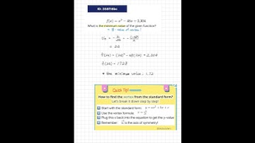 Digital SAT Math - Advanced (Hard) | Find the minimum value of a quadratic | ID: 358f18bc