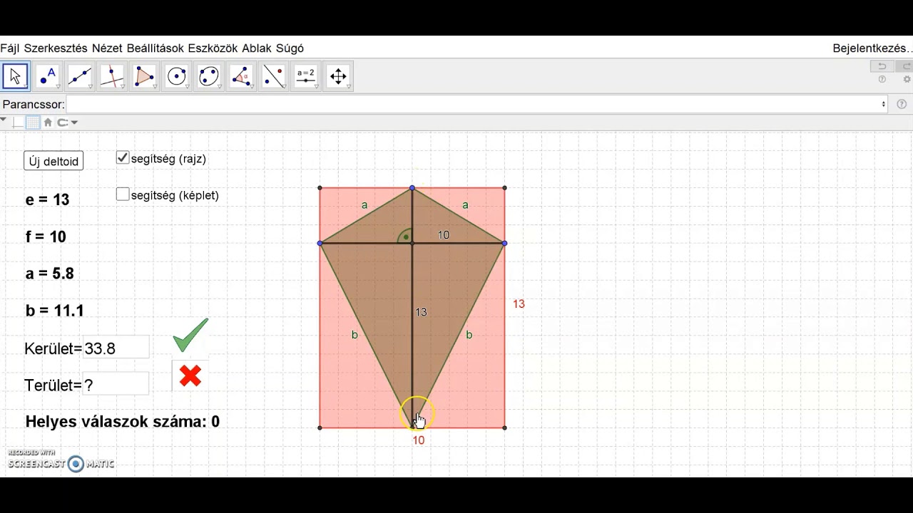 Deltoid kerülete, területe