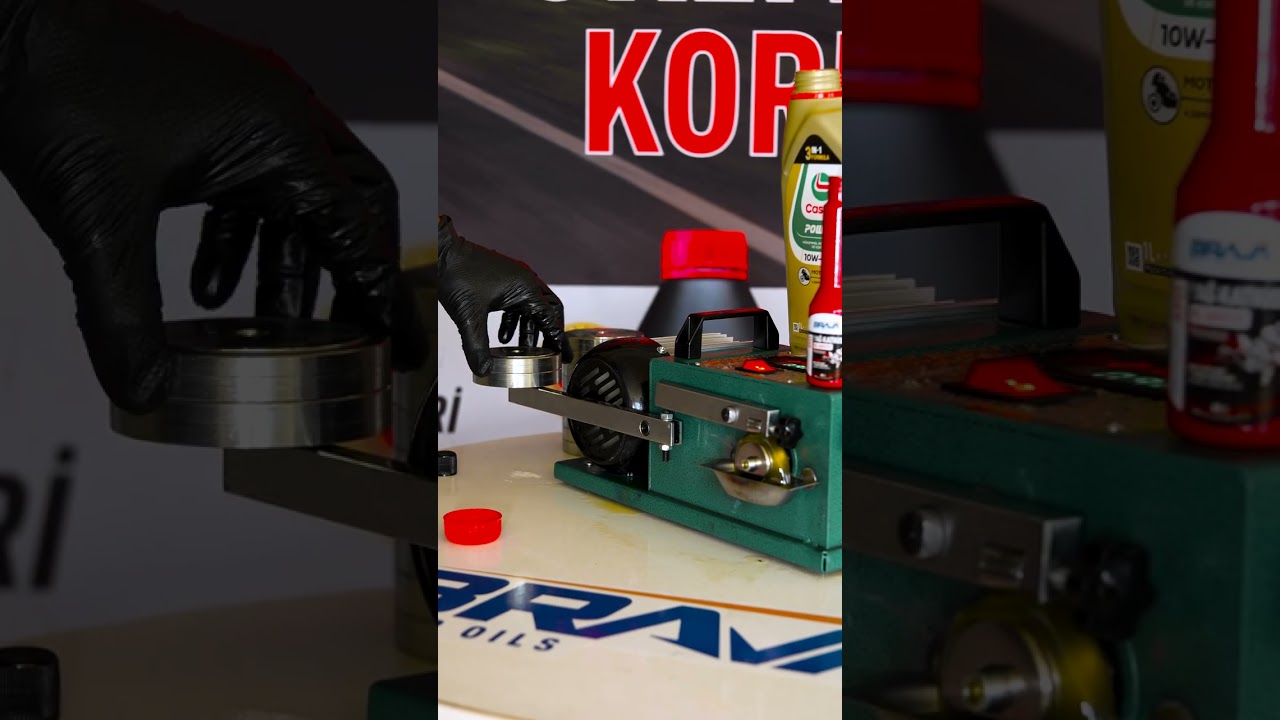 Motorcycle oil film under load, with and without Brava A931