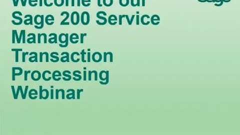 Sage 200 Evolution - Service Manager Transactions