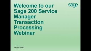 Sage 200 Evolution - Service Manager Transactions