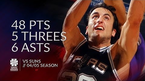 Manu Ginobili 48 pts 5 threes 6 asts vs Suns 04/05 season