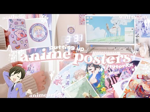 putting up anime posters? ? genshin prints anime room decor wall art aesthetic, manga desk (how to)