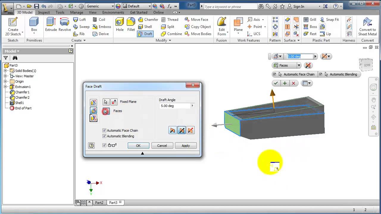 51 AutoDesk Inventor Tutorial: Fixed Plane Draft - YouTube