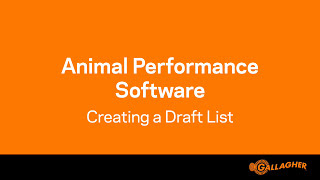 How To: Create a draft list in Gallagher APS software