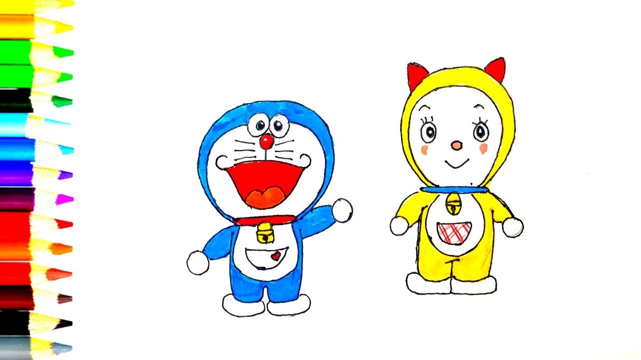 How to draw Doraemon and Dorami cartoon character the simplest  way.#doremondrawing - YouTube