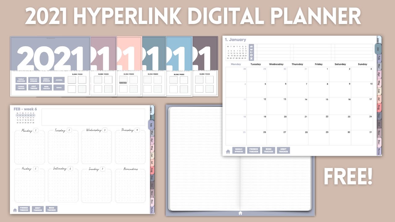 FREE 2021 Hyperlink Digital Planner | Studymas 2020