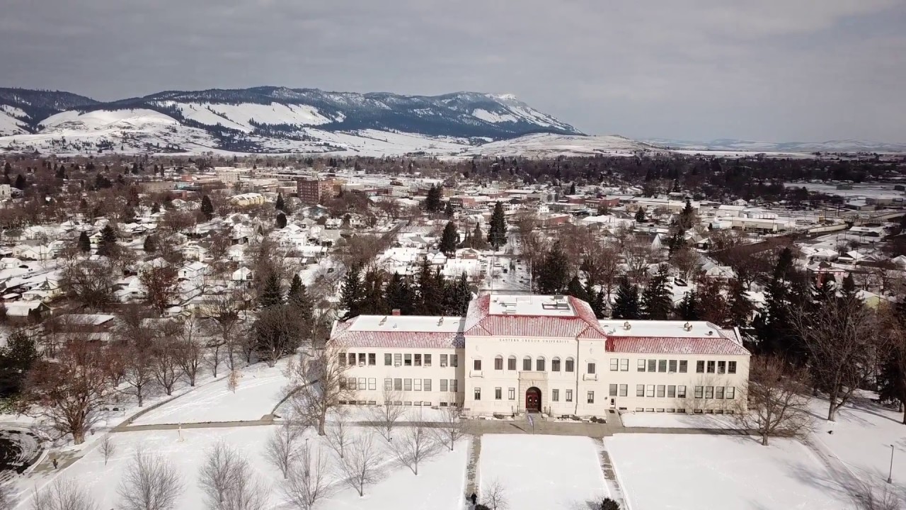 Flyover Eastern Oregon University, La Grande, Oregon February 2018