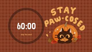 Information 60 Minute Timer: 1 Hour Study with Cat 🍂 Autumn Jazzhop, No Mid Ads, No AI Guide