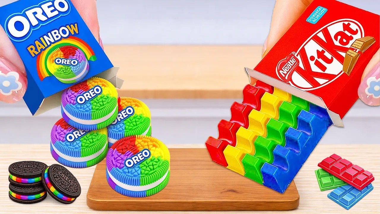 Miniature Rainbow Cake Decorating 🍫🌈 ASMR Amazing Rainbow KitKat Cake & Rainbow Oreo Cake