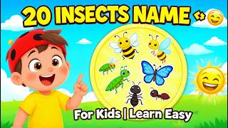 🐞 Learn 20 Insects Name for Kids | Fun Bug Facts + Video 🦋