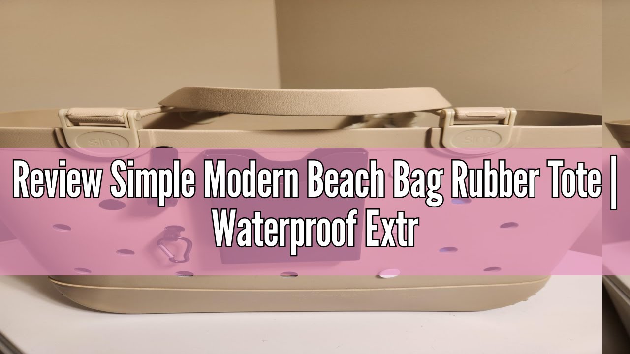 Review Simple Modern Beach Bag Rubber Tote | Waterproof Extra-Large Tote Bag with Zipper Pocket for