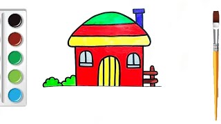 Cute house drawing painting and colouring for kids and Toddlers
