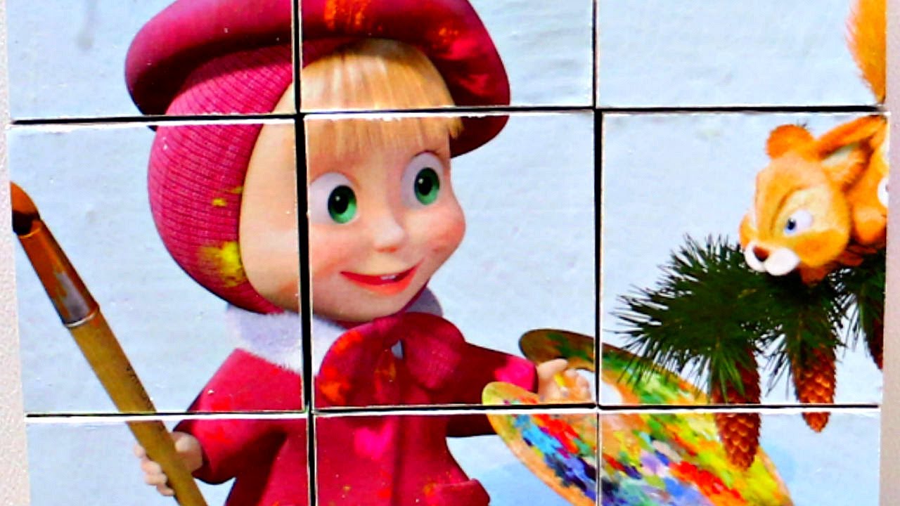 Маша художник - Kартина Mаслом - собираем кубики пазлы для детей с ...