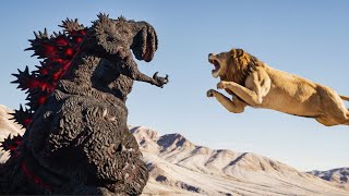Shin Godzilla vs Giant Lion Epic Battle