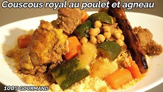 Préparation du Couscous royal (recette à l'agneau, poulet, merguez, légumes)