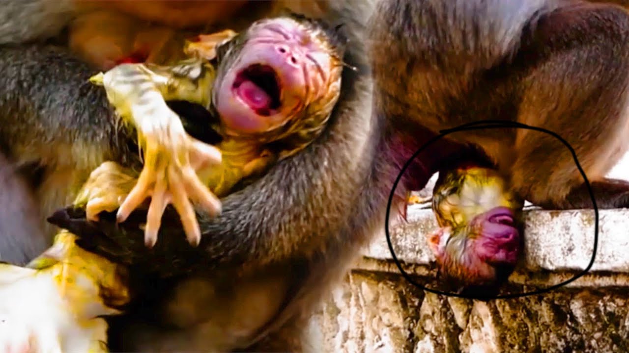 Thank GOD..!  Old Mother Monkey Done Very Successfully - She Hugging Her Minute Old Newborn BB Now