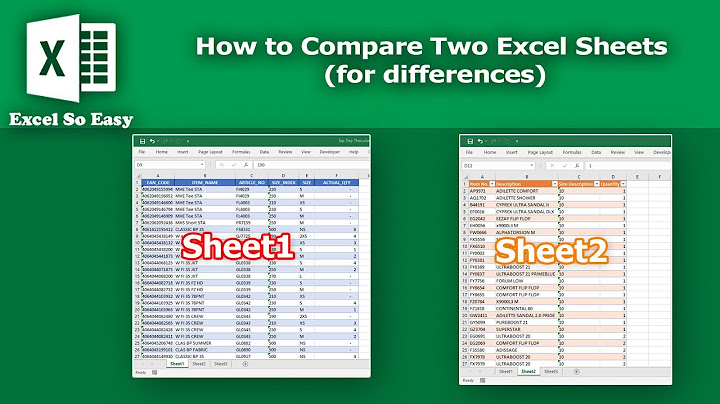 So sánh giống và khác nhau trong excel