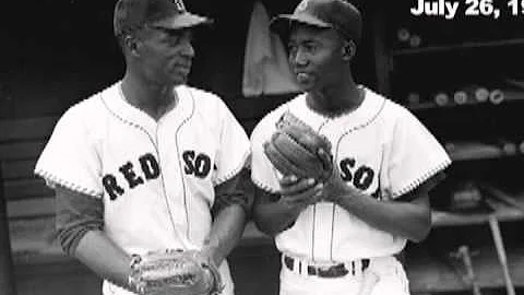 Gene Conley and infielder Pumpsie Green of the Red...