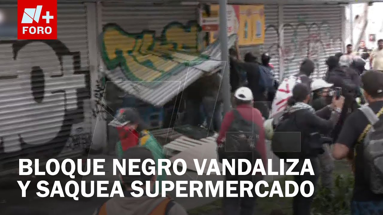 Marcha 2 de Octubre 2025: Bloque negro saquea supermercado en el Eje ...