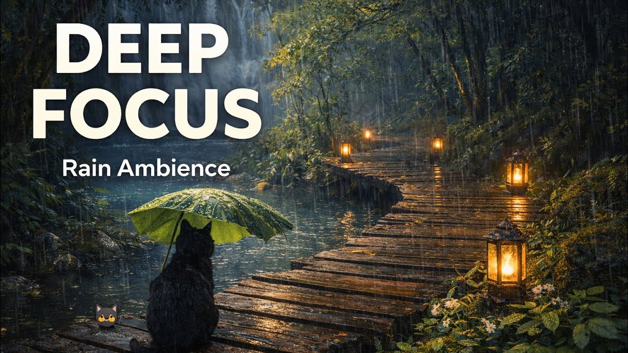 Rain Sounds for Focus 🐈‍⬛ Deep Work & Study | 2 Hours