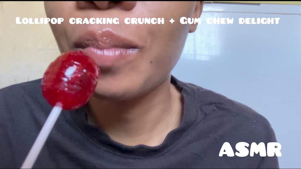 ASMR | lollipop cracking crunch + Gum chew delight