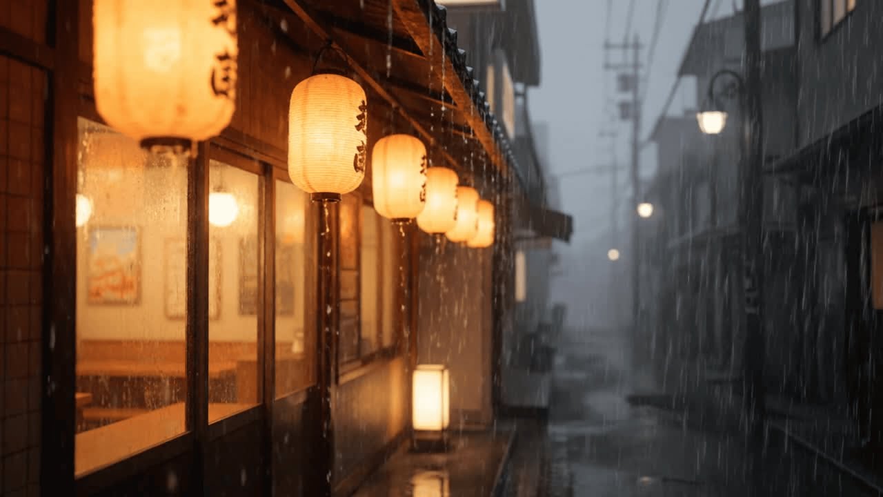 Small Japanese Diner at Night 🍶 | Rainy & Cozy AtmosphereJUDUL