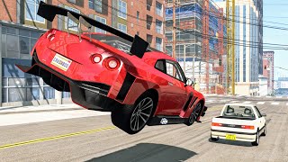 High Speed Traffic Crashes #76 - BeamNG Drive | CrashBoomPunk