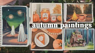 autumn / fall gouache & watercolour paintings ️ 