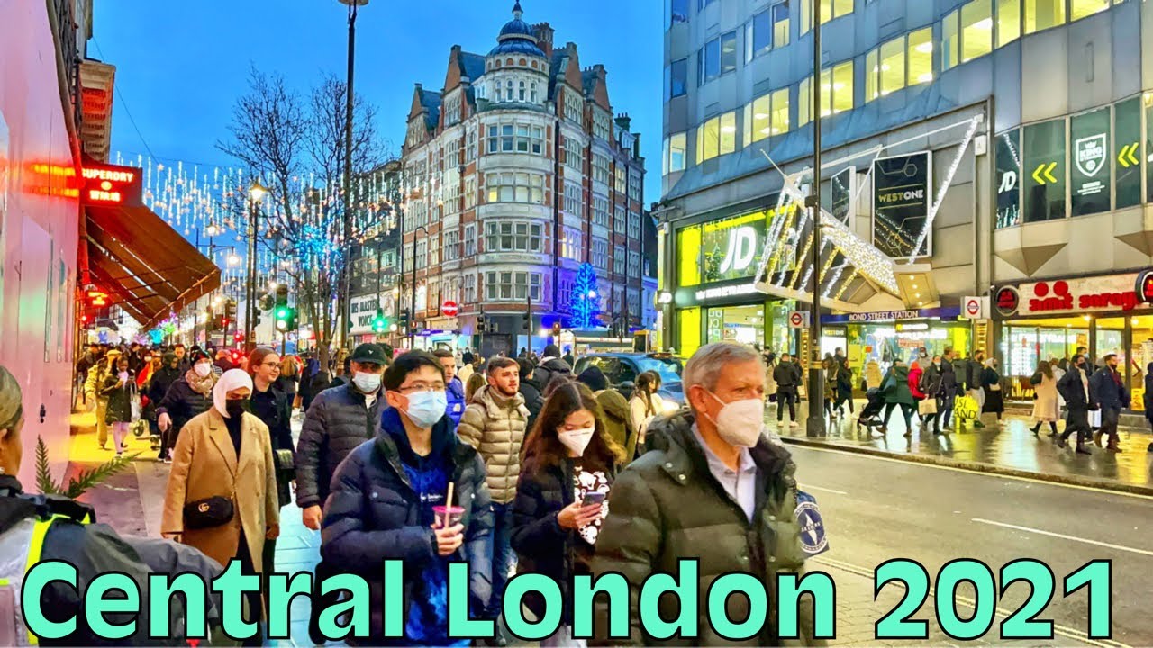 London Christmas 2021 Central London Street Walk On Christmas Eve