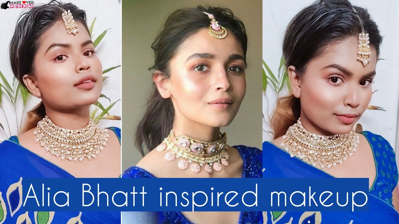 Alia Bhatt inspired nude makeup & messy hairstyle| Indian wedding guest  minimal makeuplook |Rimi Das - YouTube