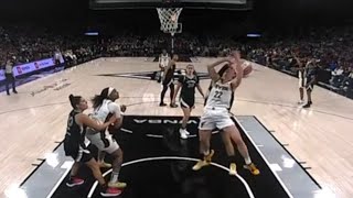 Caitlin Clark WHACKED In Face By Alysha Clark, Who Disagrees With Foul | WNBA Indiana Fever LV Aces