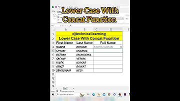 Lower Case With Concat Function In Excel Lower Case In Excel Excel Exceltutorial Exceltips 