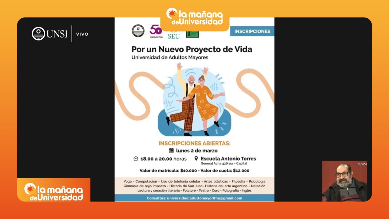 La UNSJ impulsa sueños sin edad: inscripciones abiertas en la Universidad de Adultos Mayores