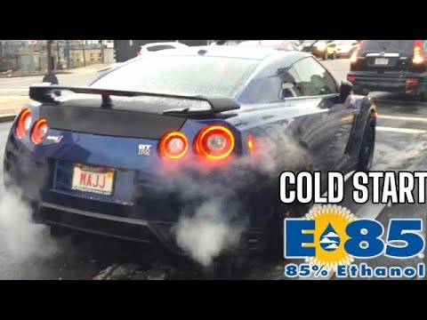 700hp Nissan GTR Cold Start Struggle on #e85 - YouTube