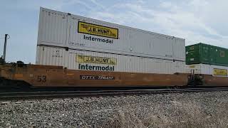 First train of the day is a westbound NS intermodal caught in Northwood on 4/20/2023