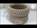 Cesto fio de malha  borda virada - Cachepô crochet - DIY - Organizador | Edi Art Crochê