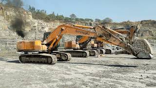 JCB Backhoe and Hyundai Excavator the two Construction Machines are Working on a New hilly Khadan