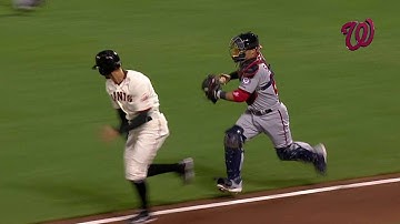 WSH@SF: Nationals catch Pence trying to score