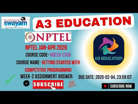 NPTEL Getting Started with Competitive Programming Week 2 Assignment Answers | noc26-cs69