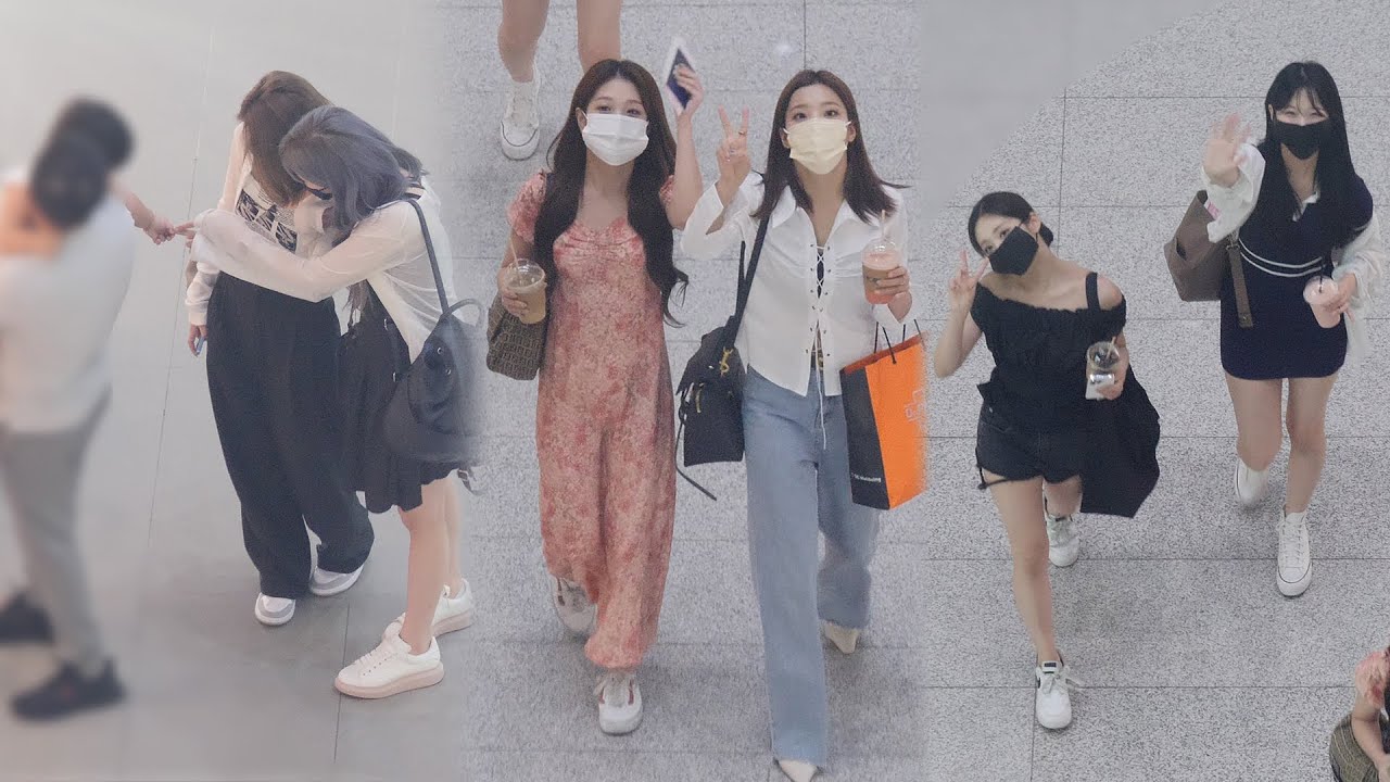 아기보고 귀여워하는 이나경과 송하영 (프로미스나인 출국) 4K 직캠 @ 인천공항｜220803｜Spinel