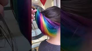 Rainbow Hair Color Best Neon Hair Colorful Transformation Trendy Summer 2022#haircolour #shorts